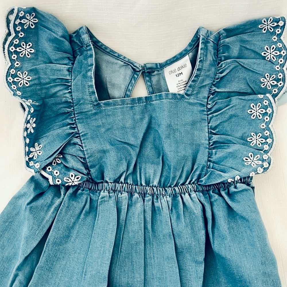 New / Toddlers Scalloped & Embroidered A~Line Dress
